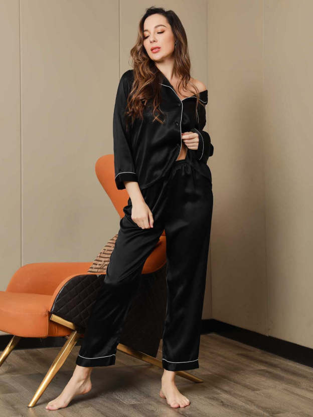 Women's Natural Silk Long Sleeve Pajama Set