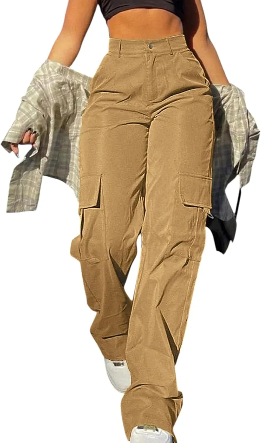 Cargo Pants for Women High Waisted Casual Pants Work Pants Baggy Stretchy Wide Leg Y2K Streetwear with Pockets