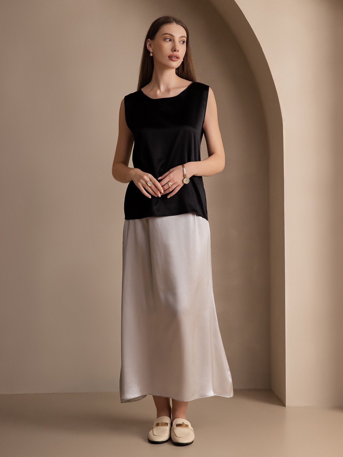 Silk Round Neck Tank Top