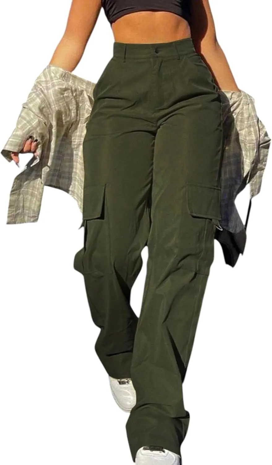 Cargo Pants for Women High Waisted Casual Pants Work Pants Baggy Stretchy Wide Leg Y2K Streetwear with Pockets