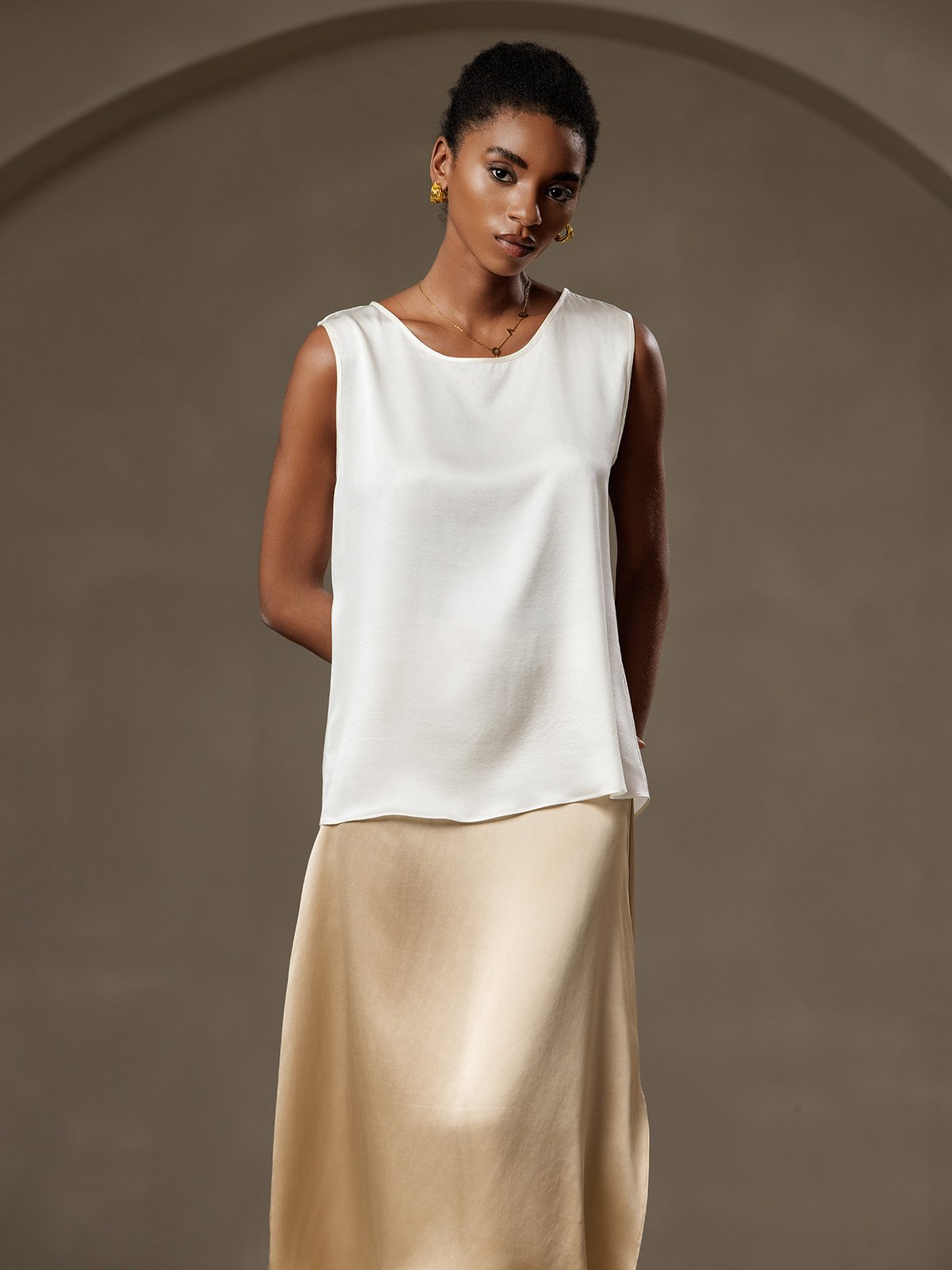 Silk Round Neck Tank Top