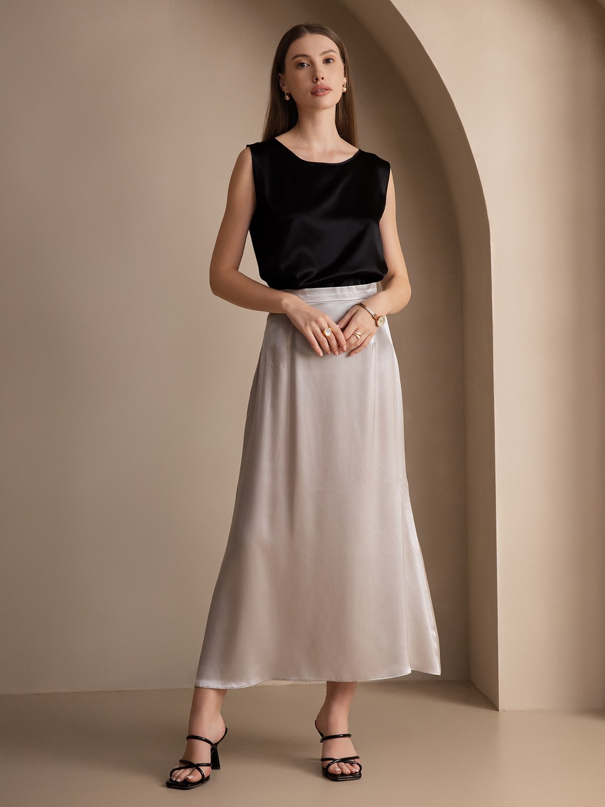 Silk Round Neck Tank Top