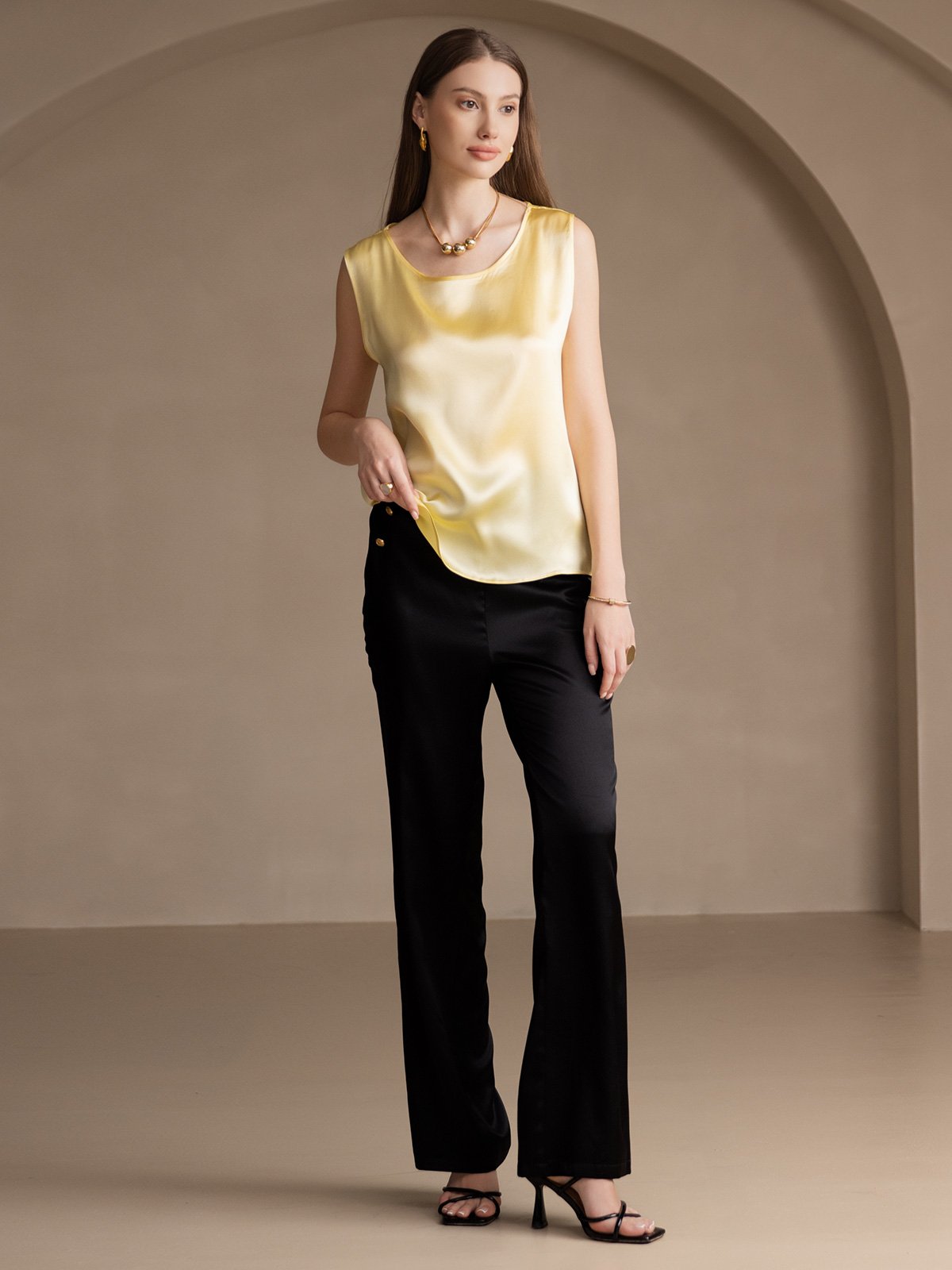 Silk Round Neck Tank Top