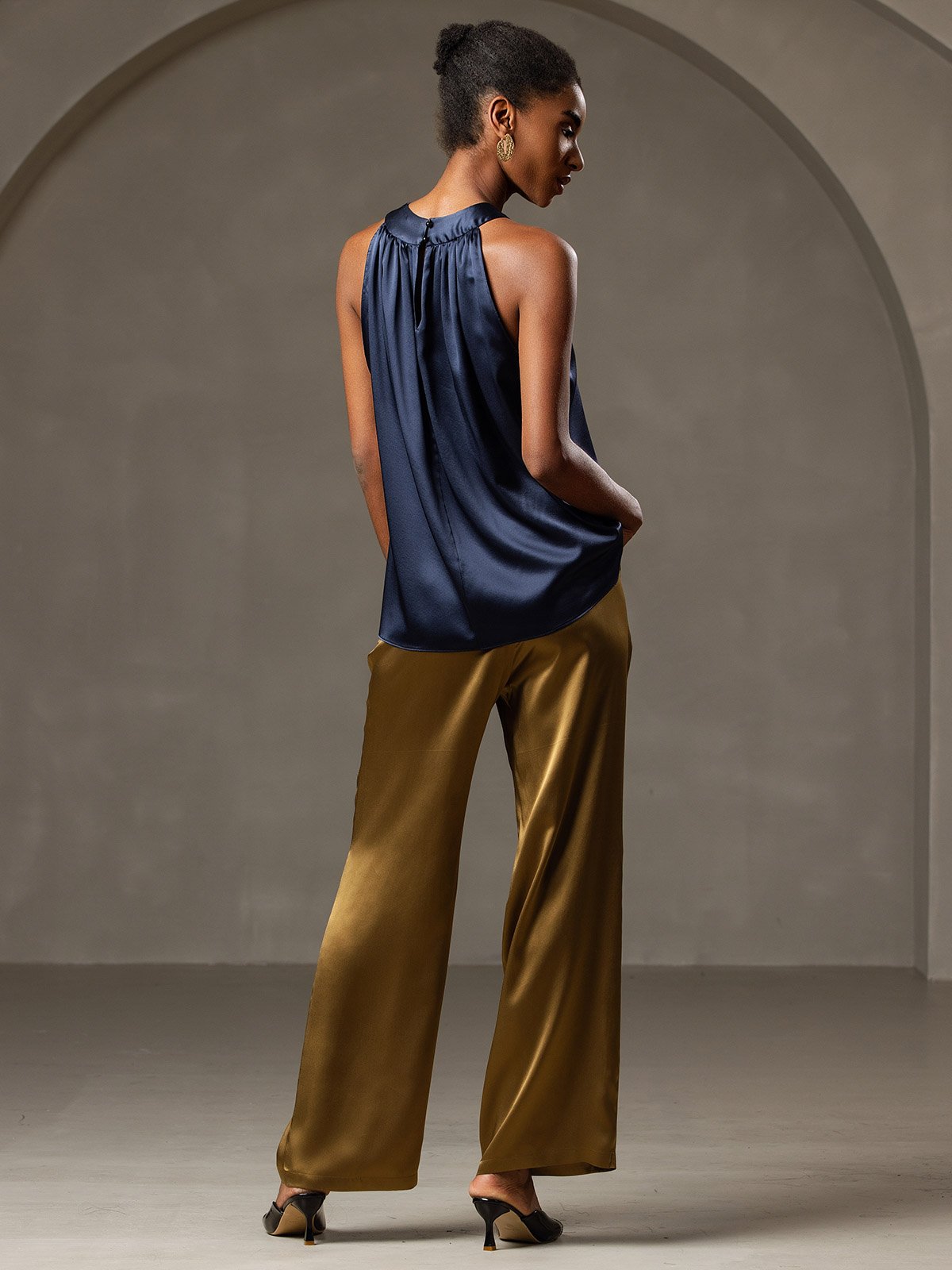 Silk Relaxed Sleeveless Halter Top