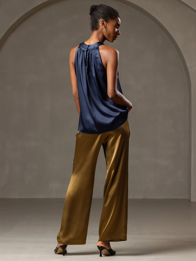 Silk Relaxed Sleeveless Halter Top