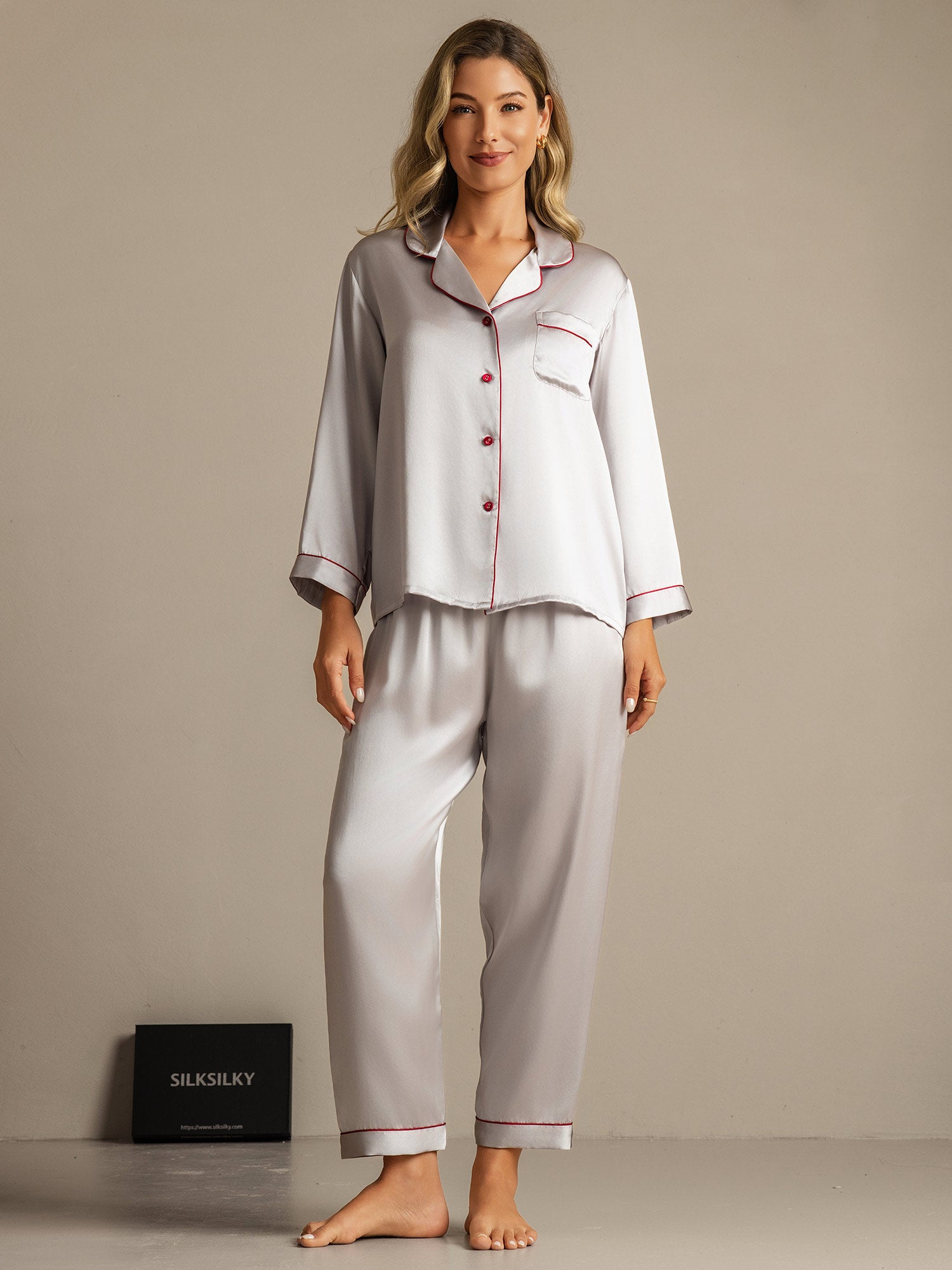 Women's Natural Silk Long Sleeve Pajama Set