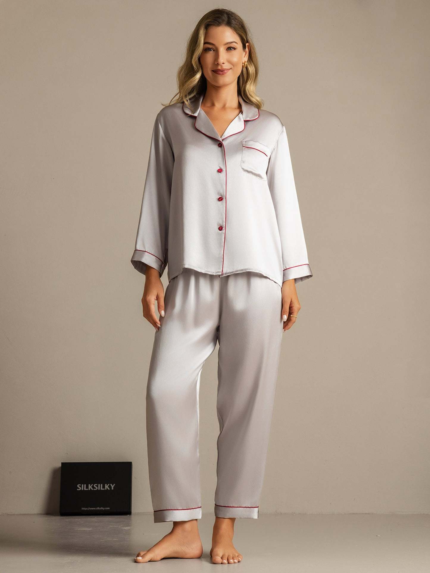 Women's Natural Silk Long Sleeve Pajama Set