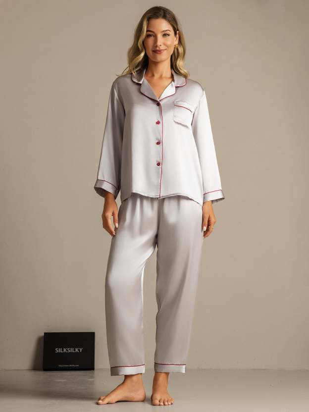 Women's Natural Silk Long Sleeve Pajama Set