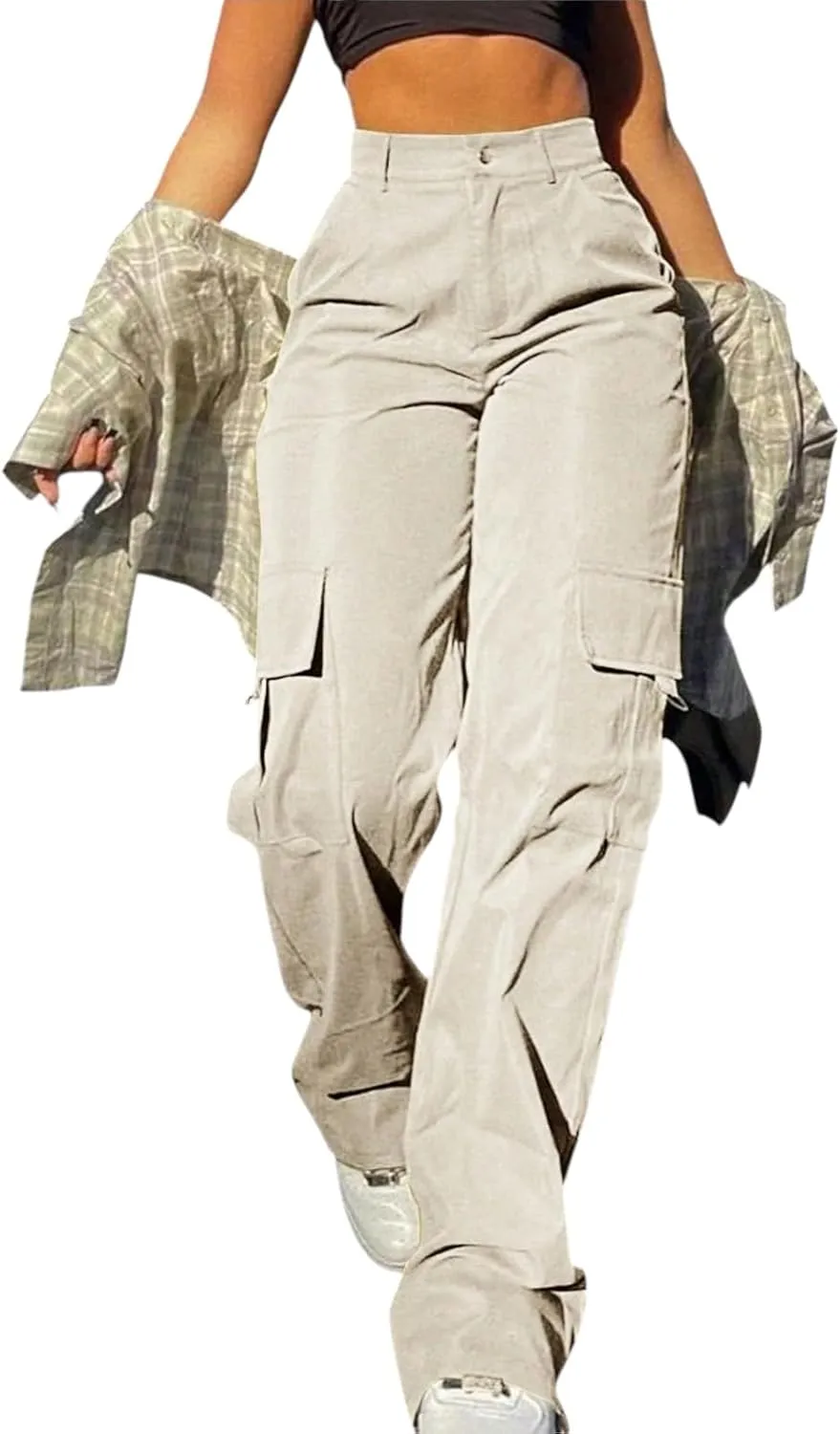 Cargo Pants for Women High Waisted Casual Pants Work Pants Baggy Stretchy Wide Leg Y2K Streetwear with Pockets