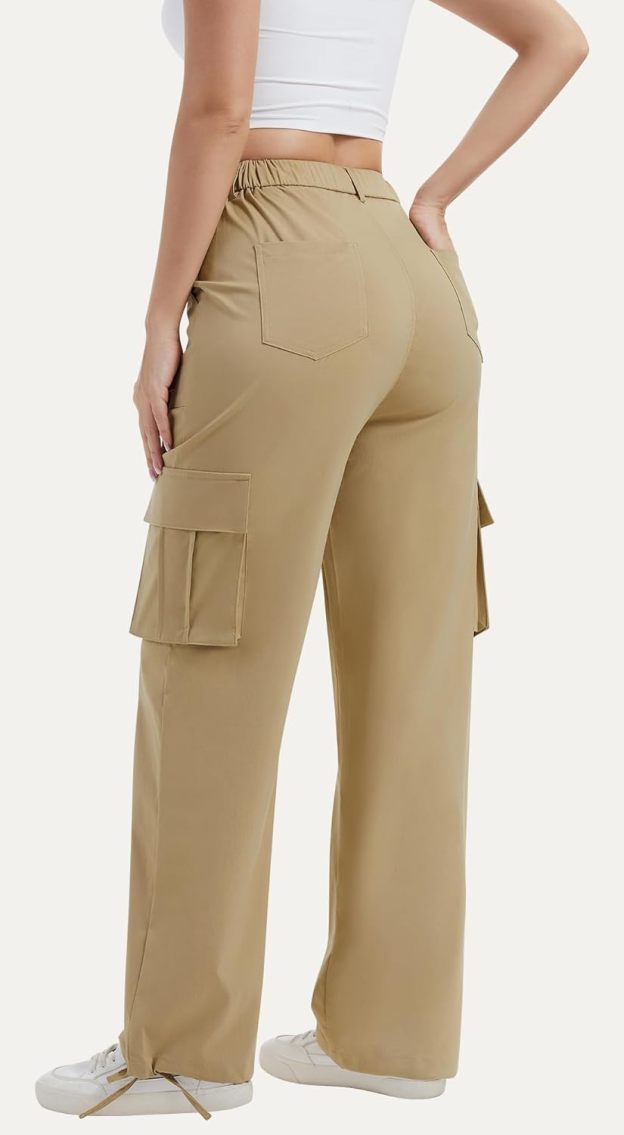 Women with Pockets High Waist Lightweight Stretchy Hiking Casual Streetwear Baggy Wide Leg Pants