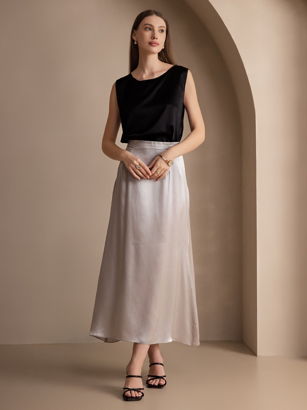 Silk Round Neck Tank Top