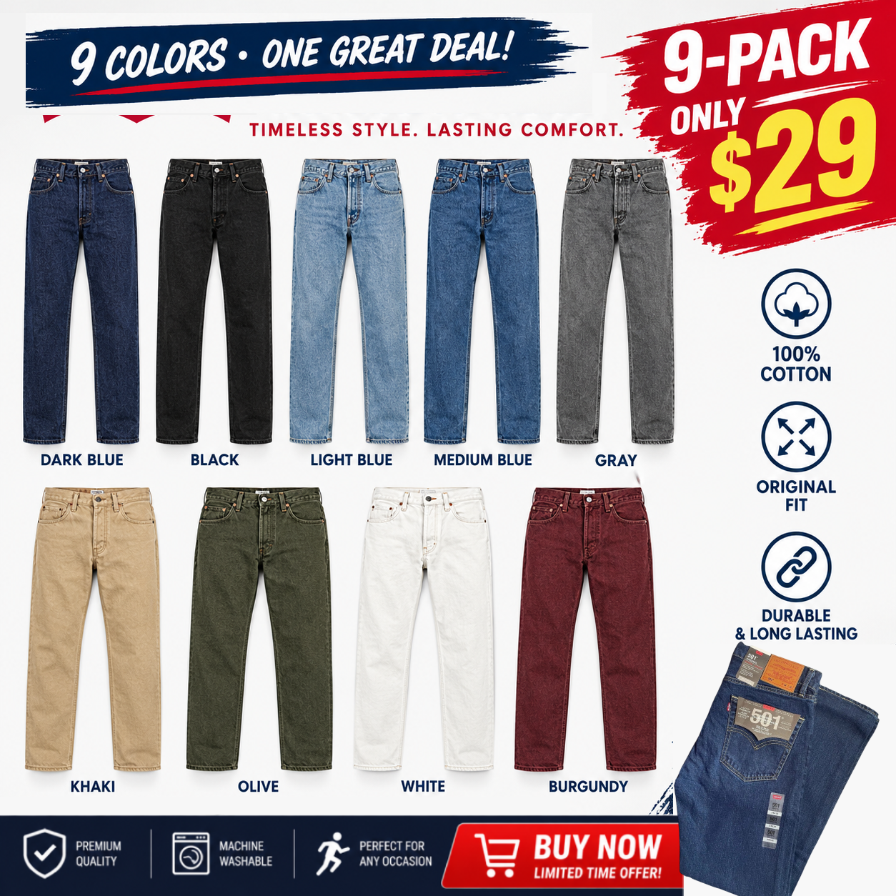 🔥 Clearance Sale — Limited Stock! 🔥ORIGINAL FIT JEANS