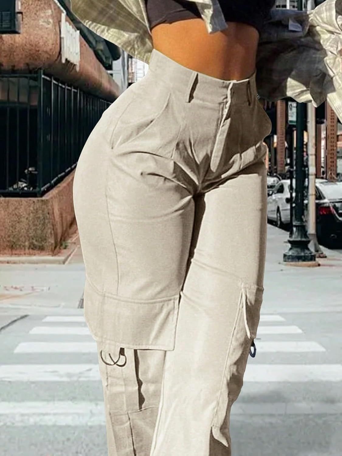 Cargo Pants for Women High Waisted Casual Pants Work Pants Baggy Stretchy Wide Leg Y2K Streetwear with Pockets