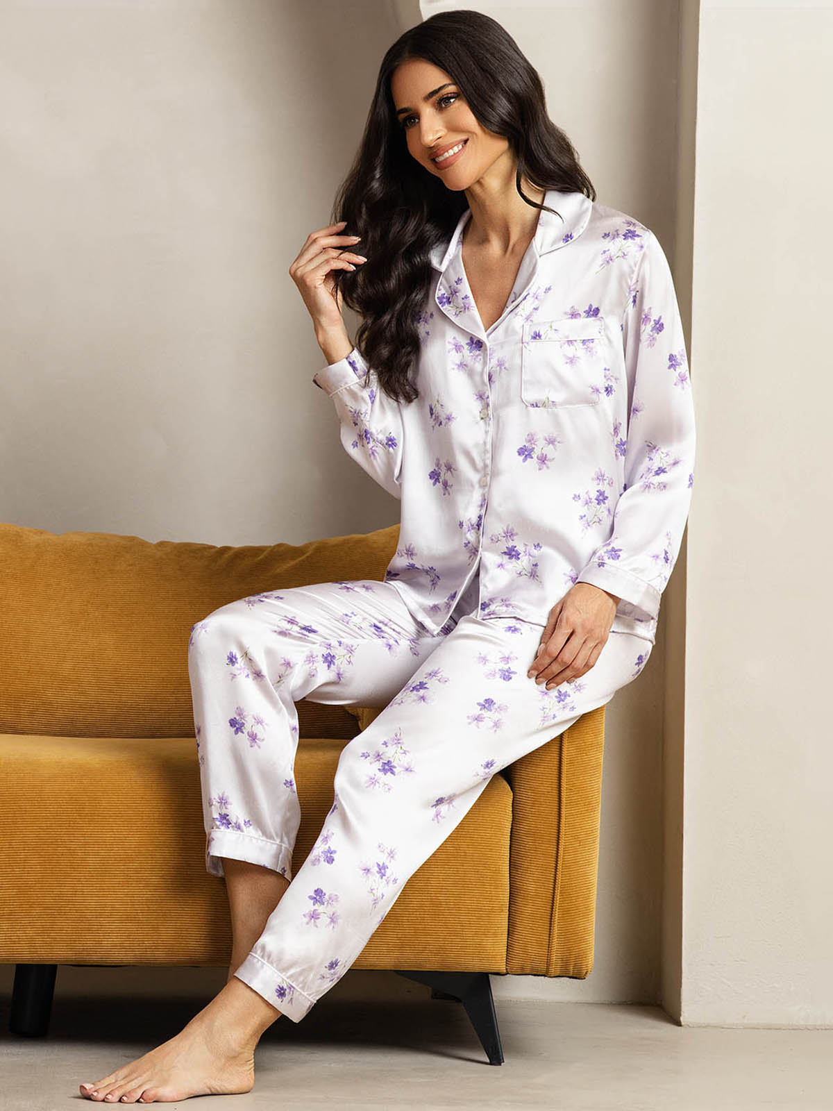 Women's Natural Silk Long Sleeve Pajama Set