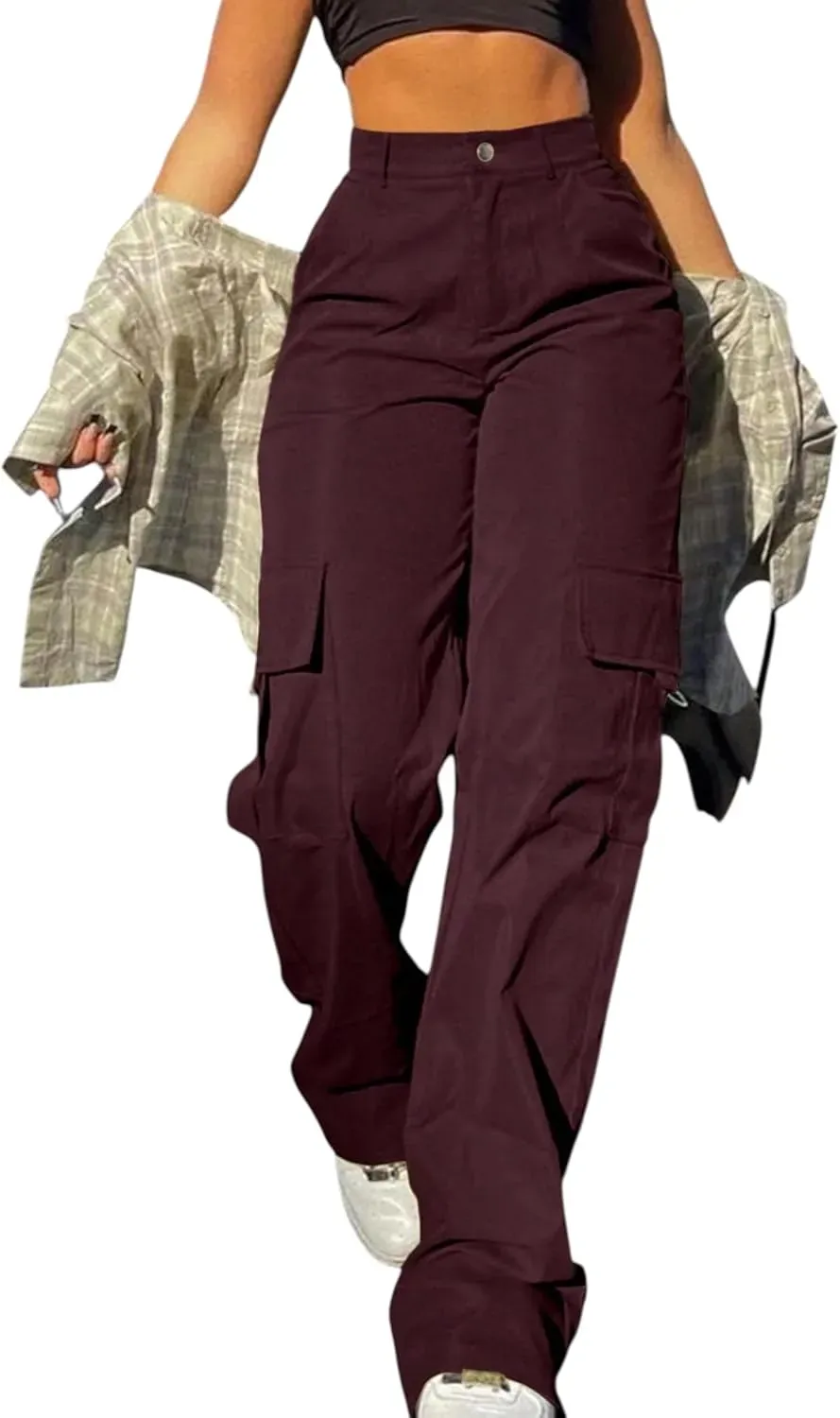 Cargo Pants for Women High Waisted Casual Pants Work Pants Baggy Stretchy Wide Leg Y2K Streetwear with Pockets