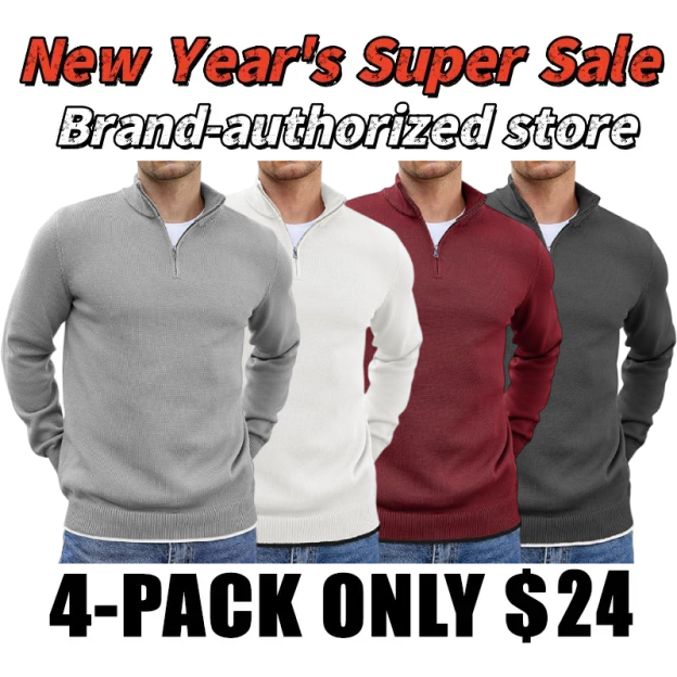 Men's Long-Sleeve Soft Touch Quarter-Zip Sweater