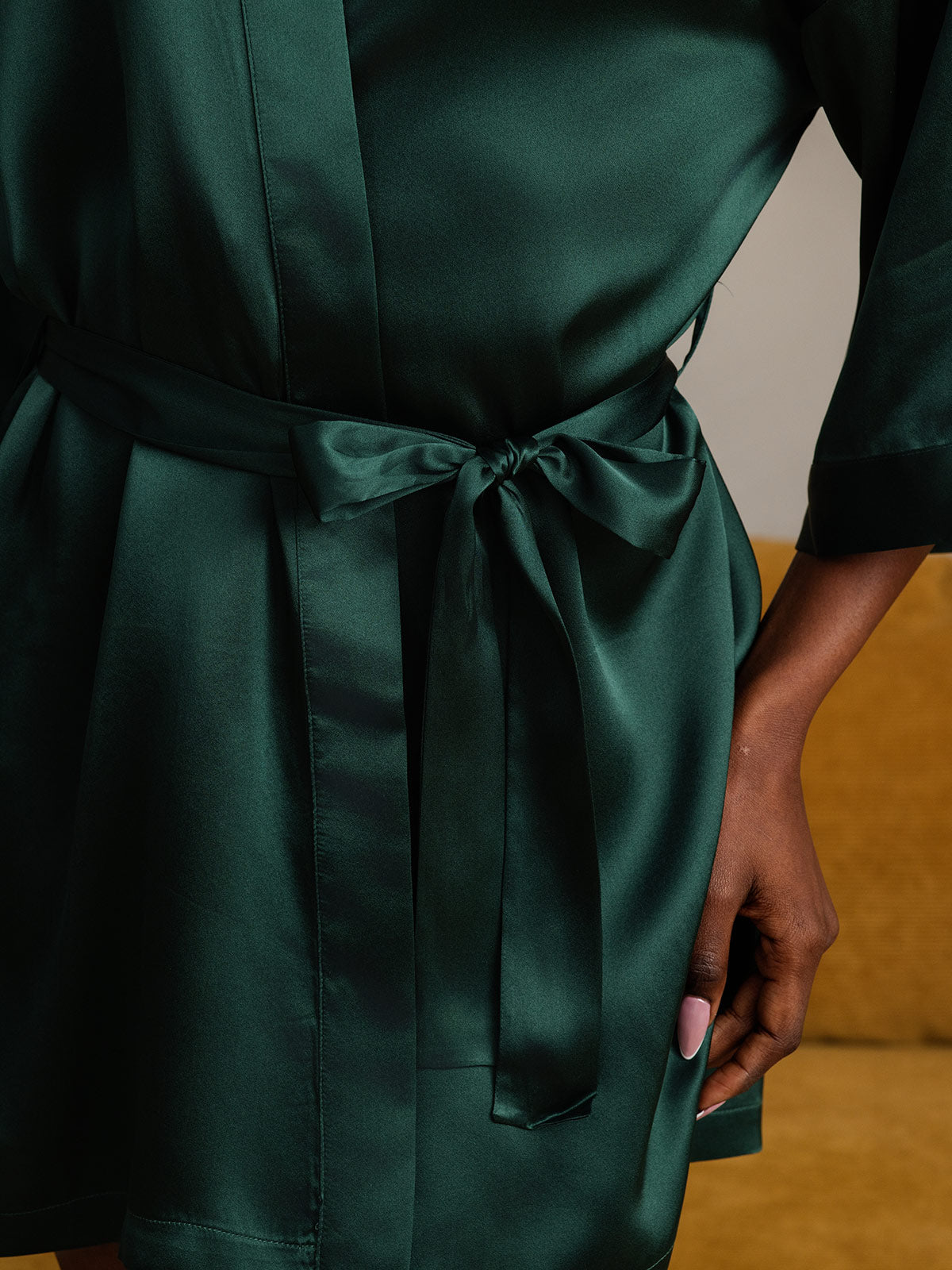 Glossy Pure Silk Kimono Robe For Women