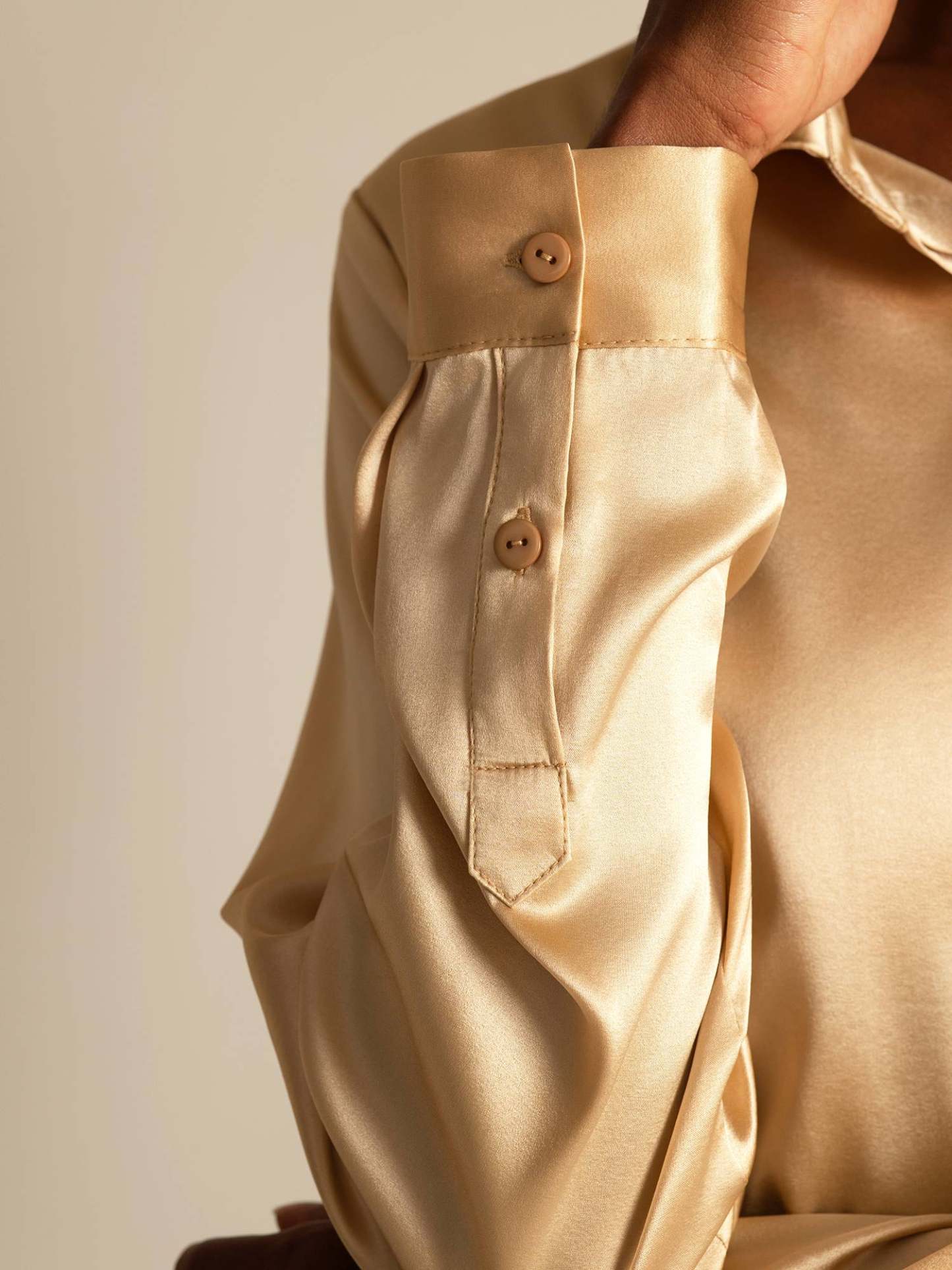 Silk Long Sleeve Lapel Collar Women's Shirt