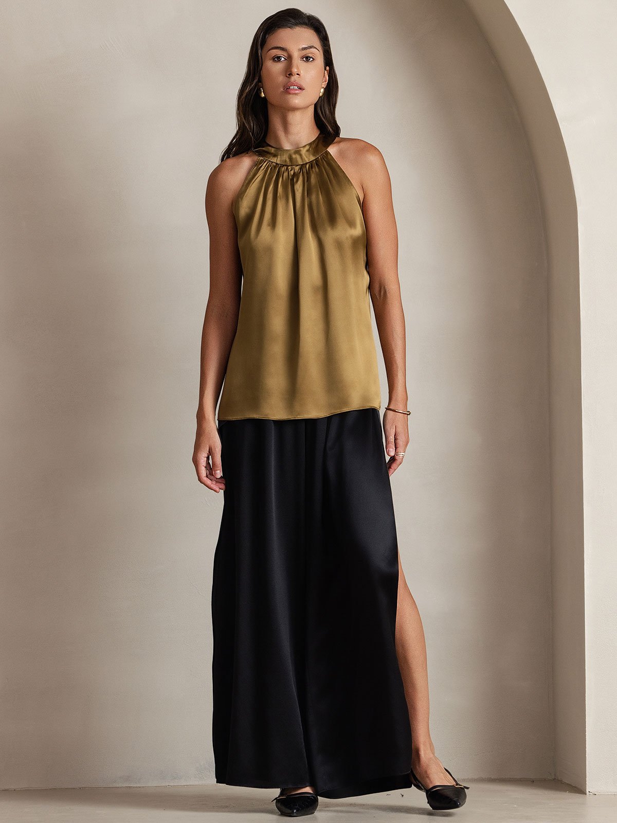 Silk Relaxed Sleeveless Halter Top