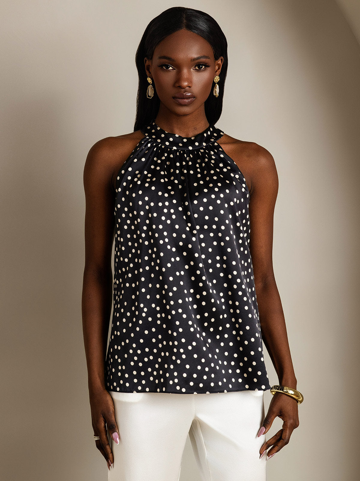 Silk Relaxed Sleeveless Halter Top