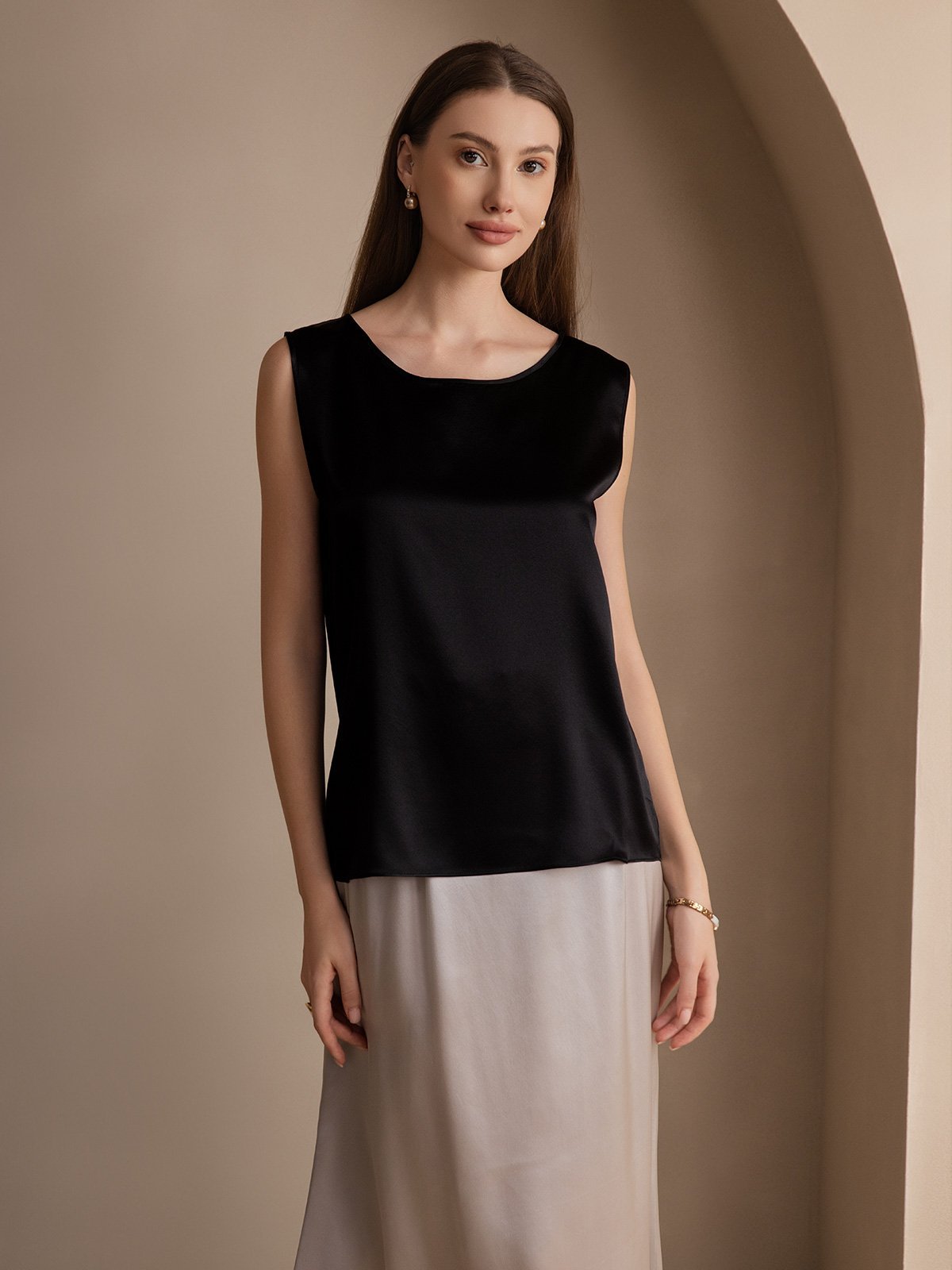 Silk Round Neck Tank Top