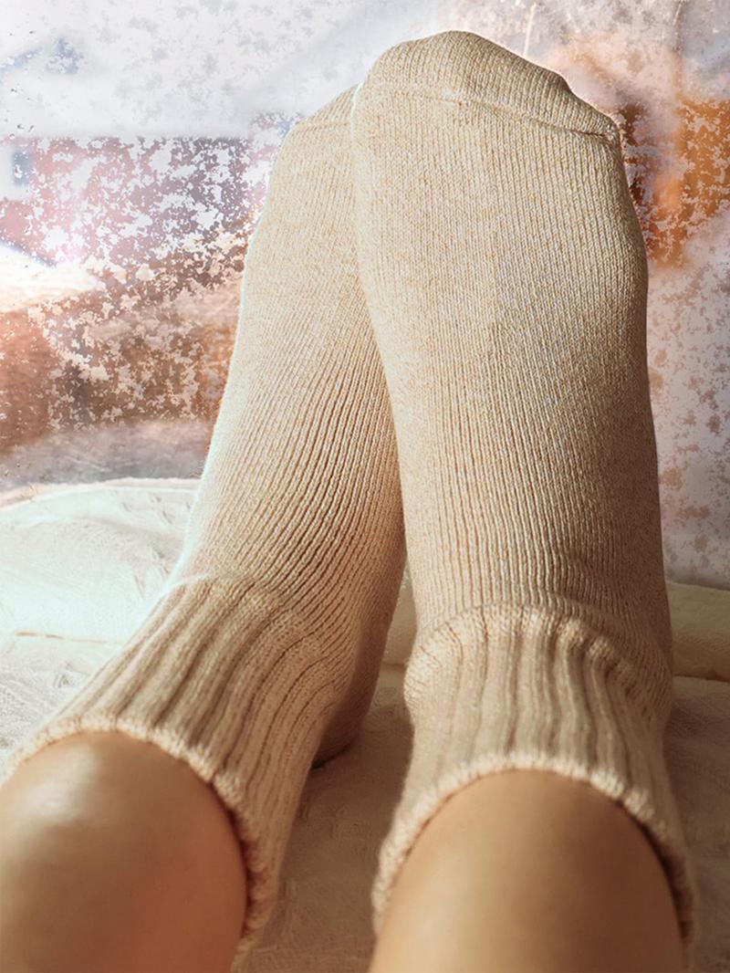 Nyzfexk Women's Solid Mid-calf Socks, Casual Soft Comfy Warm Socks for Fall & Winter, Women's Socks for Daily Wear