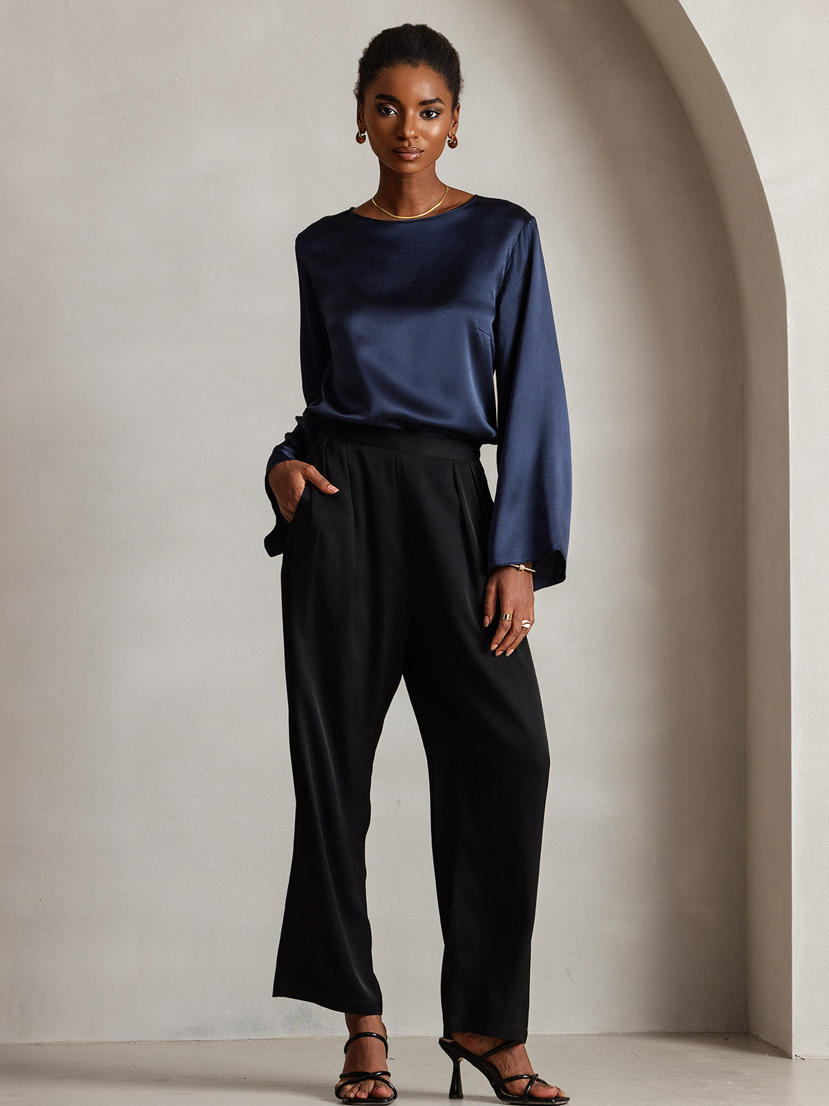 Silk Long-sleeved Blouse