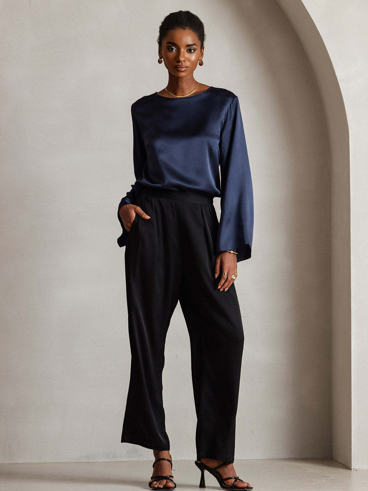 Silk Long-sleeved Blouse