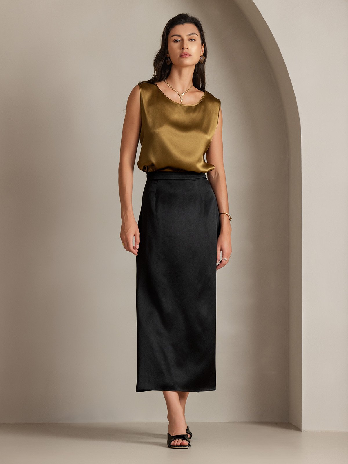 Silk Round Neck Tank Top