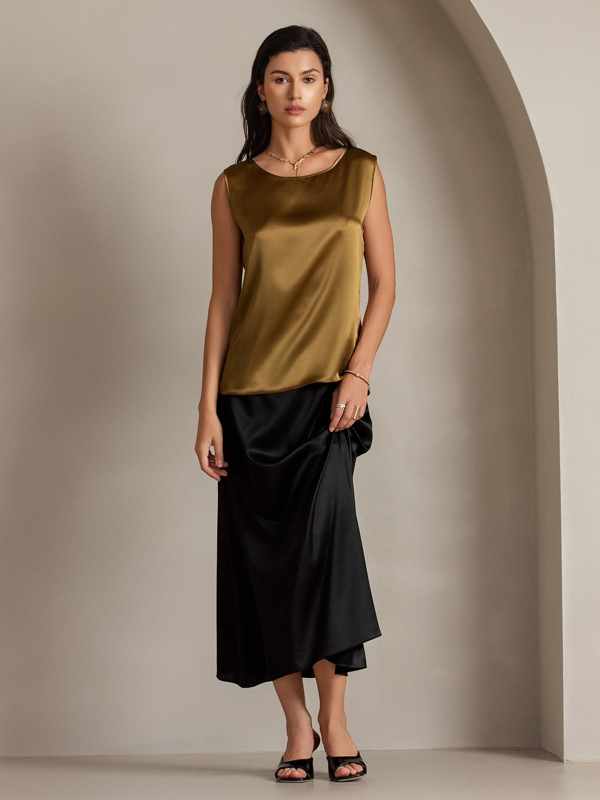 Silk Round Neck Tank Top