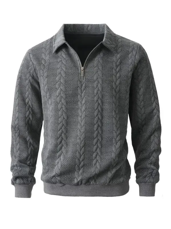 Men's Fall Winter Outfits Knitted Polo Neck Long Sleeve Sweatshirt for Daliy Wear