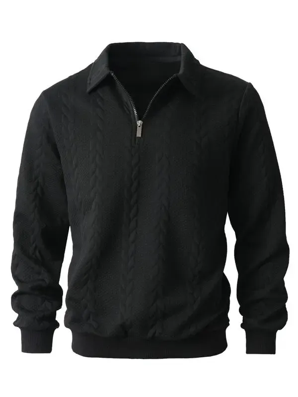 Men's Fall Winter Outfits Knitted Polo Neck Long Sleeve Sweatshirt for Daliy Wear