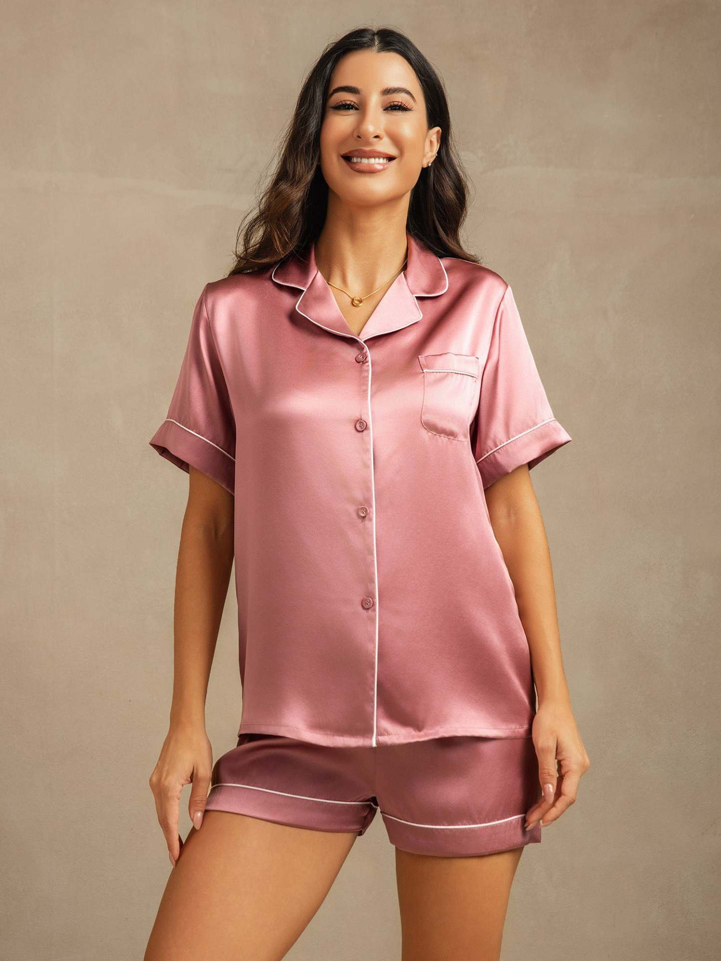 Women's 100% Mulberry Silk Short Sleeve Pajama Set