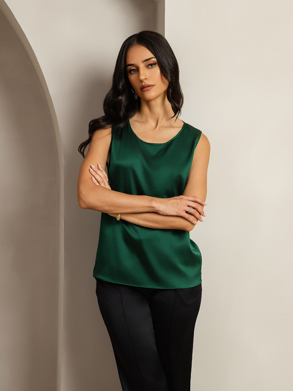 Silk Round Neck Tank Top