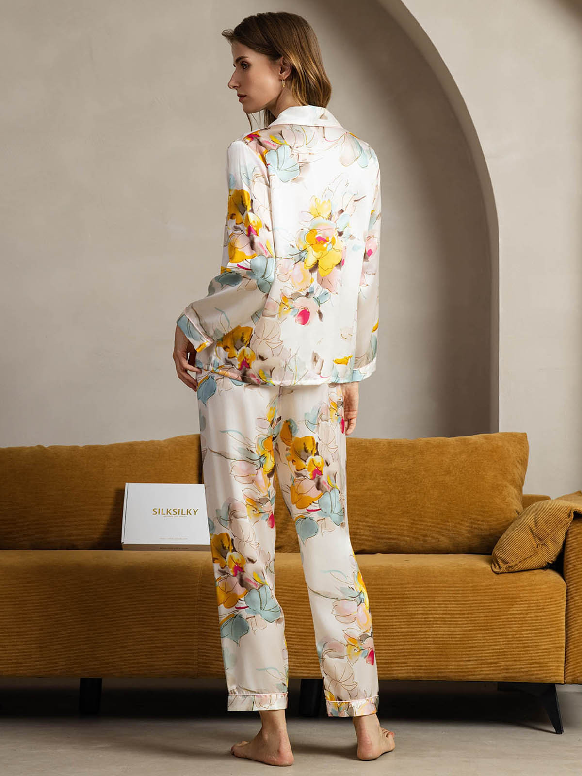 Women's Natural Silk Long Sleeve Pajama Set