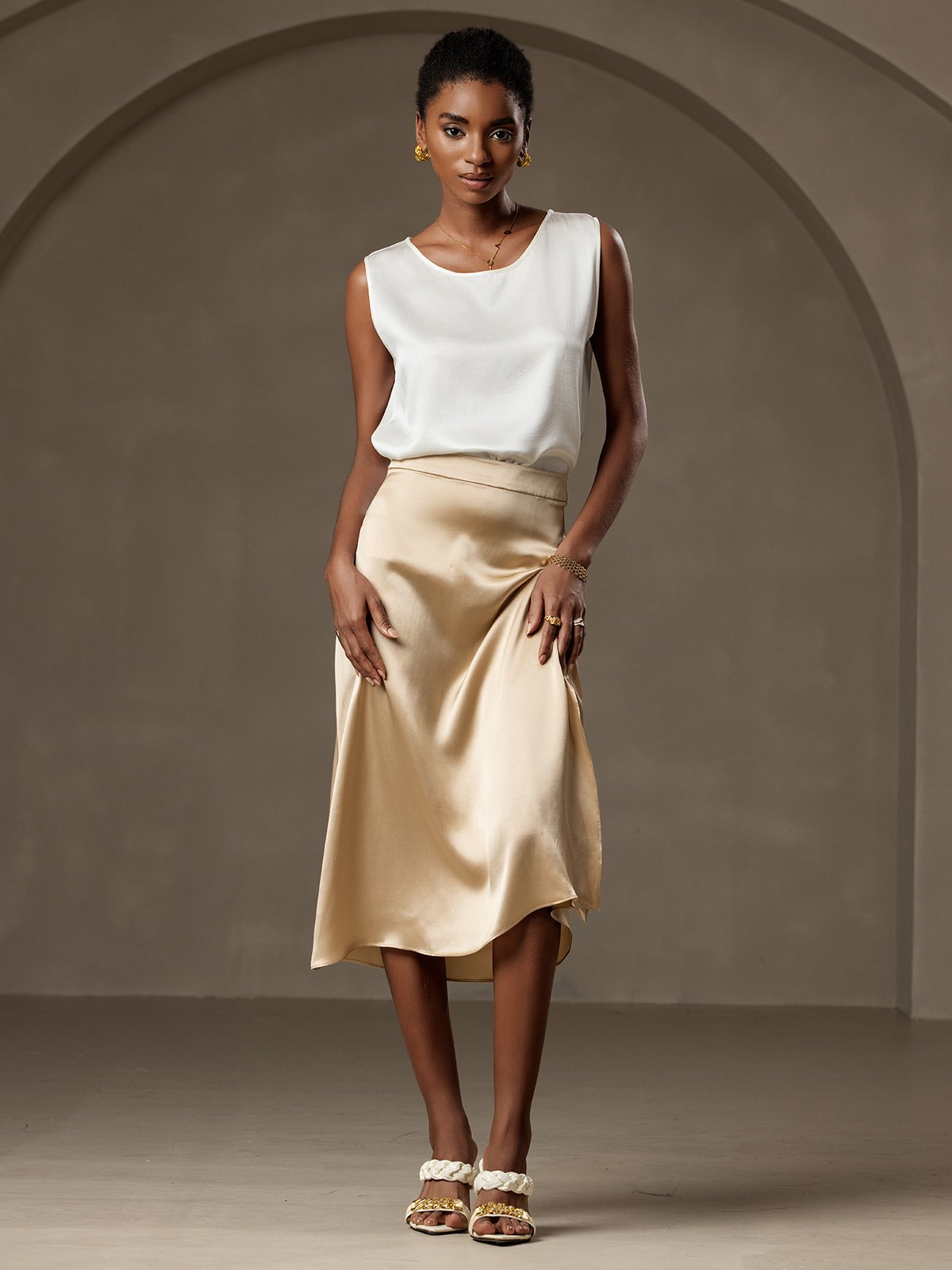 Silk Round Neck Tank Top