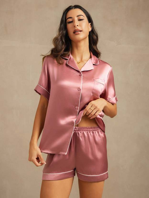 Women's 100% Mulberry Silk Short Sleeve Pajama Set