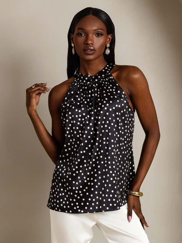 Silk Relaxed Sleeveless Halter Top