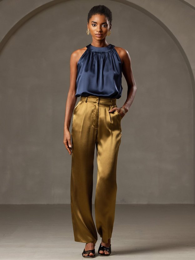 Silk Relaxed Sleeveless Halter Top
