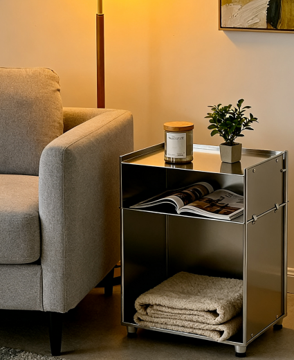 Demo- metal-framed bookshelf