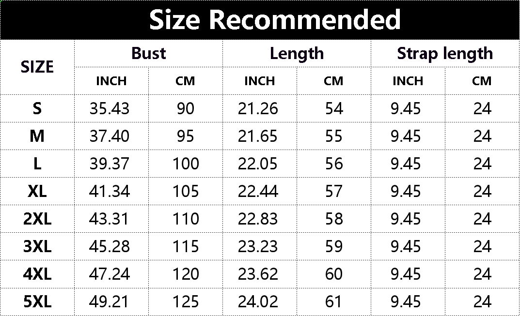 Product size chart