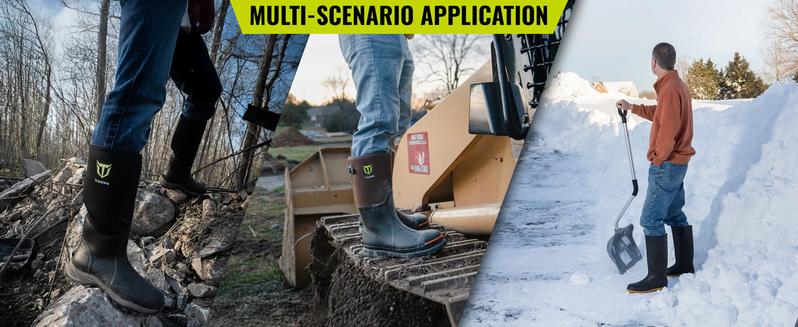 【Tiktok Black Friday】TIDEWE Work Boots Puncture-Proof with Steel Toe & Shank, Waterproof Anti Slip Rubber Boots for men worker, 6mm Neoprene Outdoor Boots Boy Footwear Walking Shoes Comfort Rain Shoes for Men steel toe boot men s boots work Closed Onyx