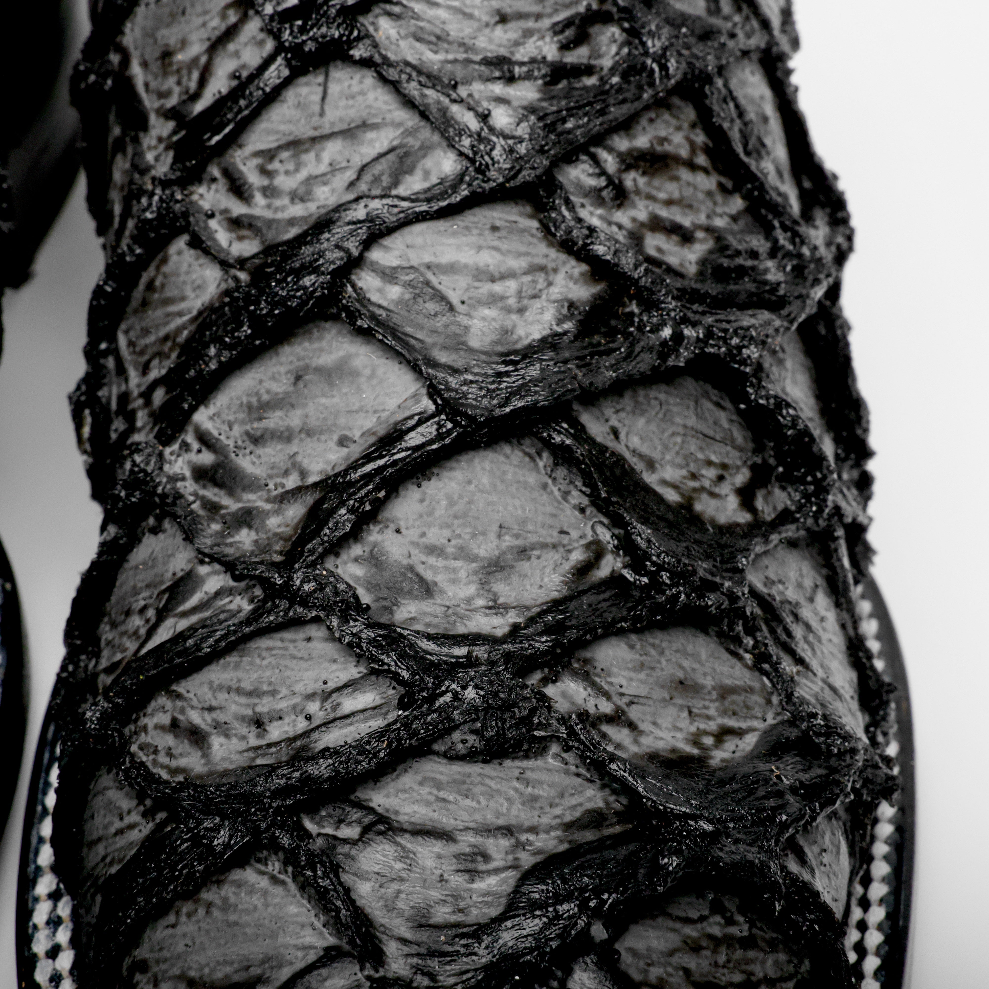 Grey Jumbo Pirarucu Leather Boots - Square Toe