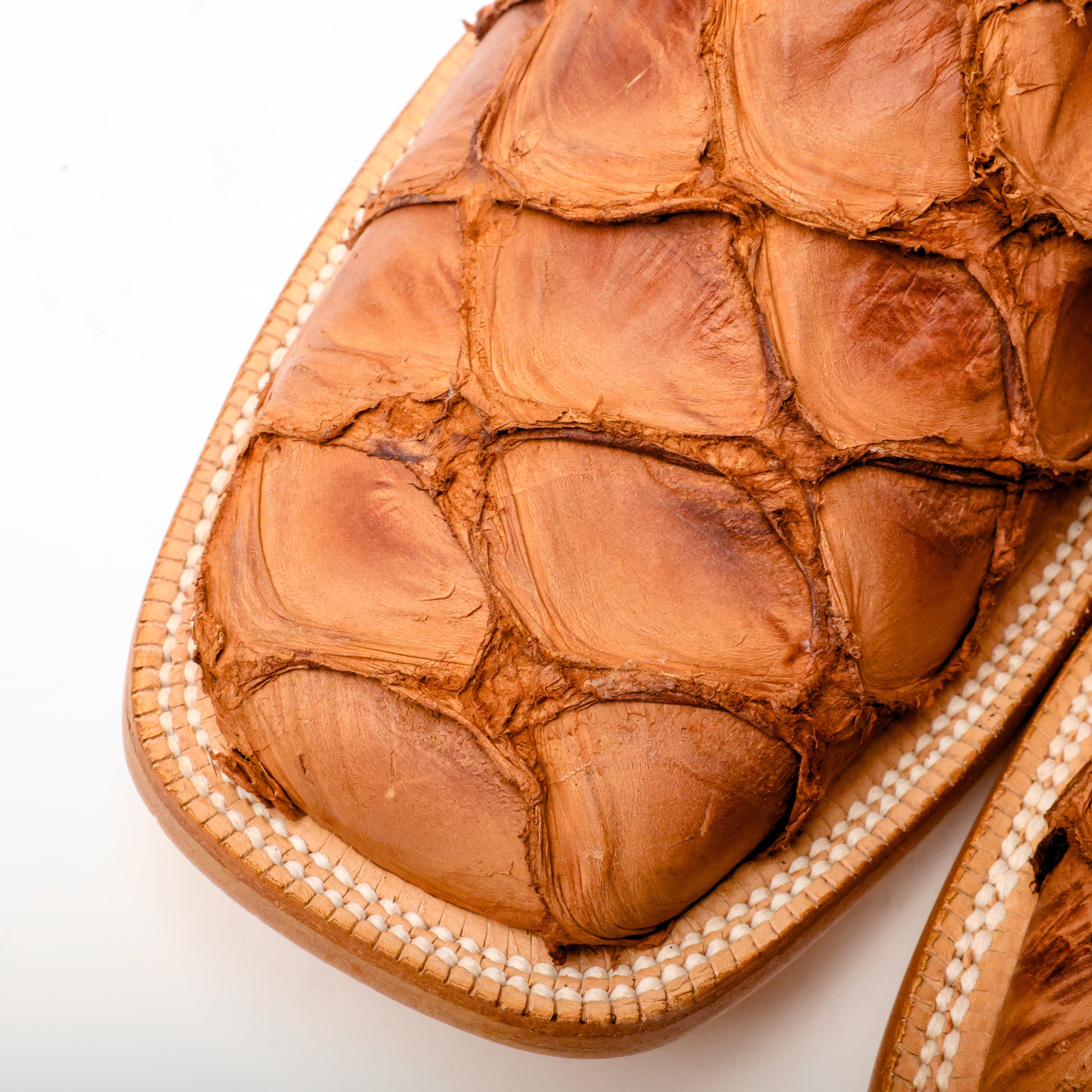 Tan Genuine Pirarucu Boots - Square Toe