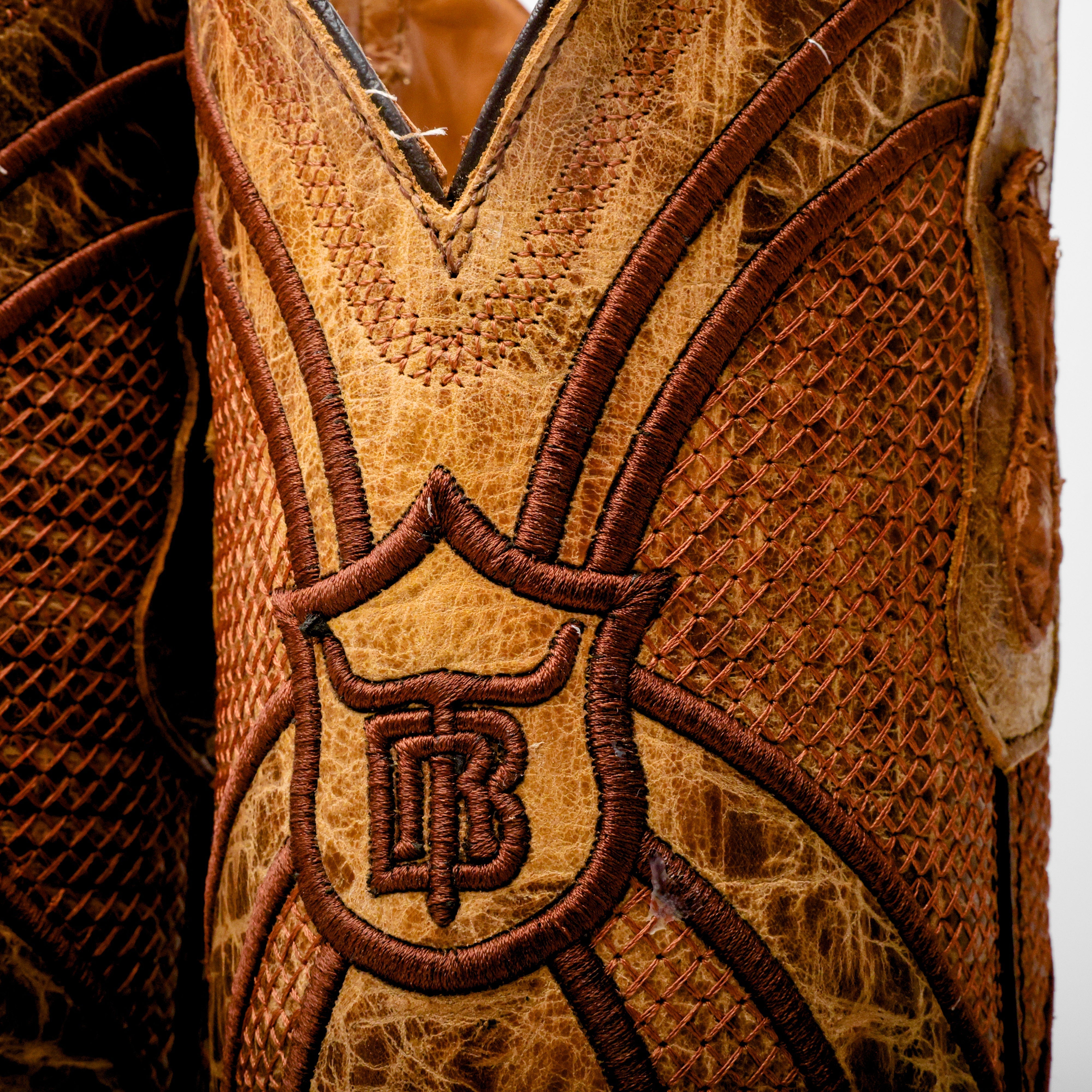 Tan Genuine Pirarucu Boots - Square Toe