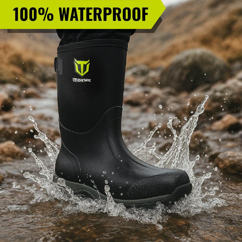 【Tiktok Black Friday】TIDEWE Work Boots Puncture-Proof with Steel Toe & Shank, Waterproof Anti Slip Rubber Boots for men worker, 6mm Neoprene Outdoor Boots Boy Footwear Walking Shoes Comfort Rain Shoes for Men steel toe boot men s boots work Closed Onyx