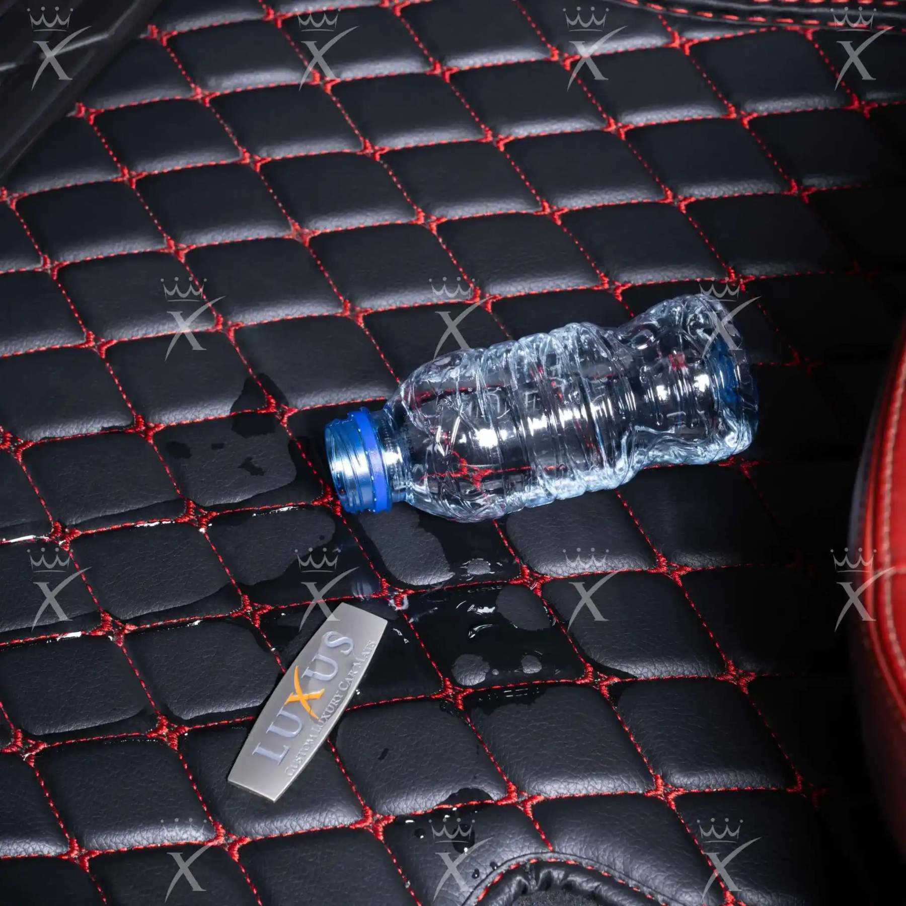 Black & Beige Stitching Diamond & Black Carpet | Double Layer Luxury Car Mats Set