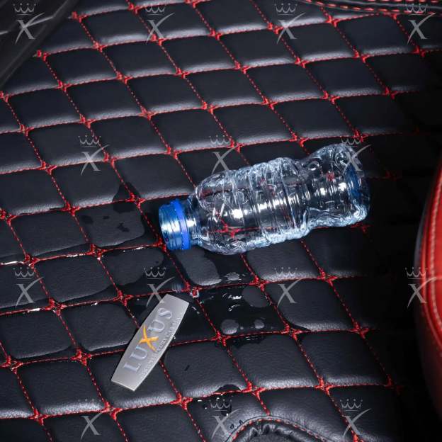 Black & Beige Stitching Diamond & Black Carpet | Double Layer Luxury Car Mats Set