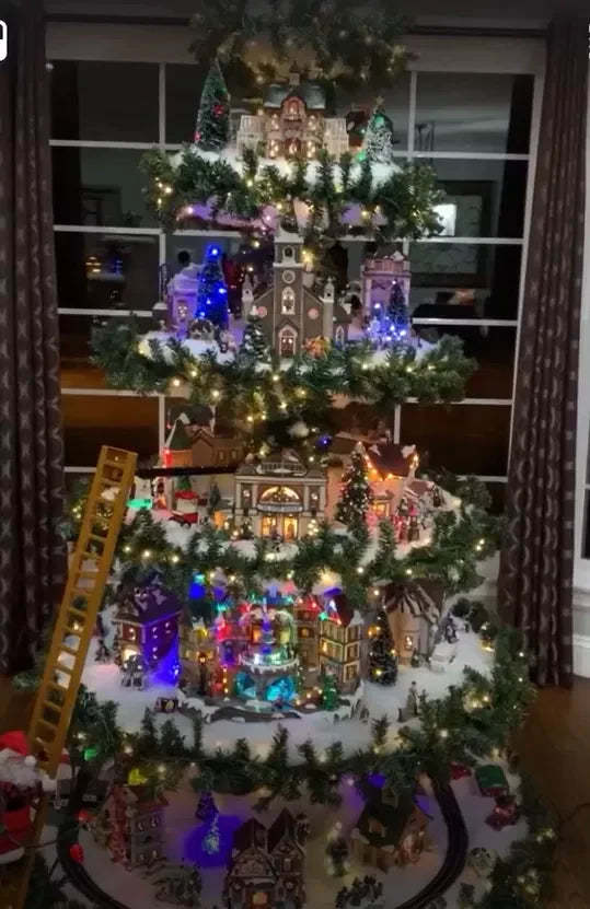🎅Ferris Wheel Christmas Tree (With A Train, A Ferris Wheel, A Brightly Lit House And A Santa)🎄
