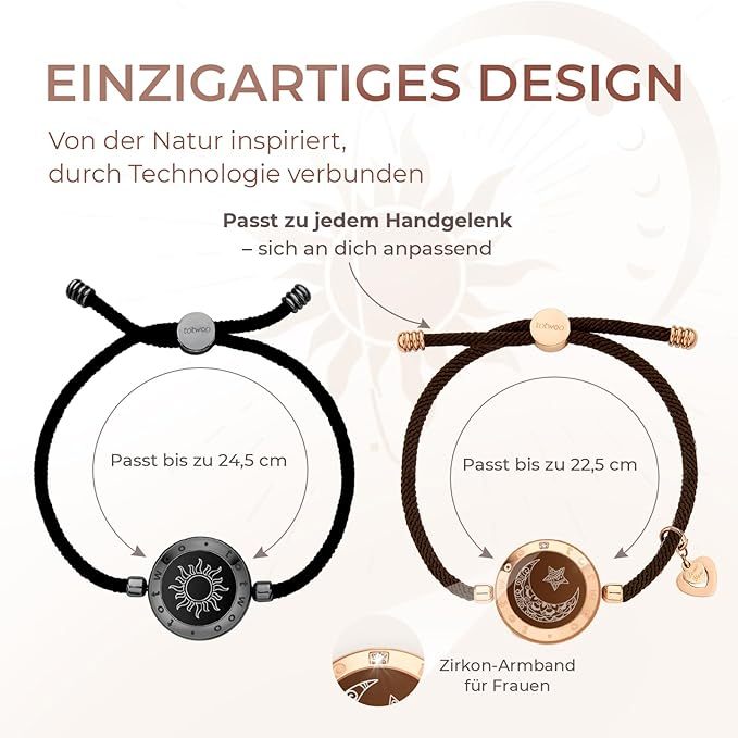 Couple Bracelet for Long Distance, Vibration & Lighting, Bluetooth Pair, Stainless Steel